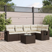 Loungeset 6-delig poly rattan bruin