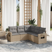 Loungeset poly rattan 5-delig beige