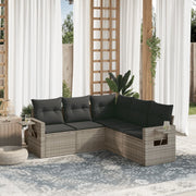 Loungeset 5-delig poly rattan lichtgrijs