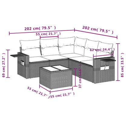 6-Delige Loungeset Met Kussens Poly Rattan Zwart