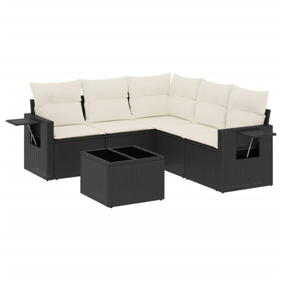 6-Delige Loungeset Met Kussens Poly Rattan Zwart