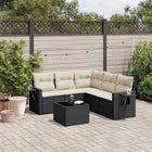 6-piece Lounge Set with cushions poly rattan black
