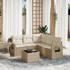 6-Delige Loungeset Met Kussens Poly Rattan Beige