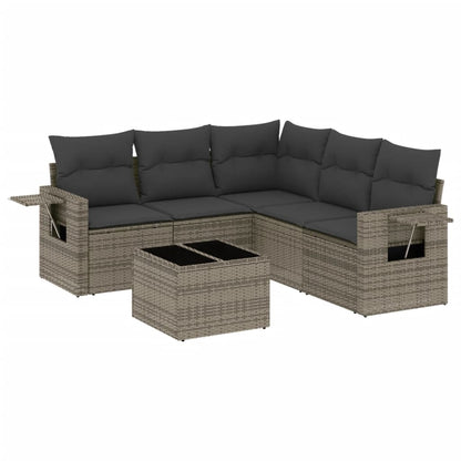 6-Delige Loungeset Met Kussens Poly Rattan Grijs
