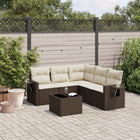 Loungeset 6-delig poly rattan bruin