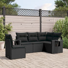 5-piece lounge set with cushions poly rattan black