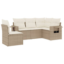 5-Delige Loungeset Met Kussens Poly Rattan Beige