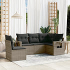 Tuinset poly rattan grijs 5-delig met kussens