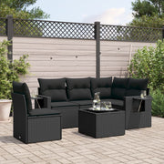Loungeset poly rattan 6-delig zwart