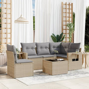 Loungeset 6-delig poly rattan beige