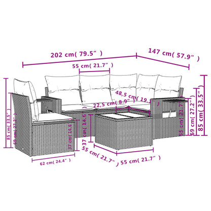 6-Delige Loungeset Met Kussens Poly Rattan Grijs