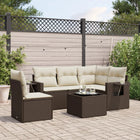 Loungeset poly rattan 6-delig bruin