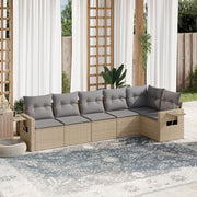Loungeset 6-delig poly rattan beige