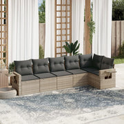 Loungeset 6-delig poly rattan lichtgrijs