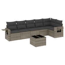 7-Delige Loungeset Met Kussens Poly Rattan Grijs