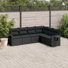 6-piece Lounge Set with cushions poly rattan black