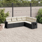 6-piece Lounge Set with cushions poly rattan black