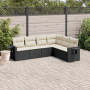 Loungeset 6-delig poly rattan zwart