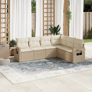 Loungeset 6-delig poly rattan beige