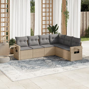 Loungeset 6-delig poly rattan beige