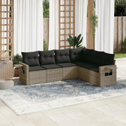 Loungeset 6-delig poly rattan grijs