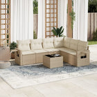 7-Delige Loungeset Met Kussens Poly Rattan Beige