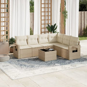 Loungeset 7-delig poly rattan beige
