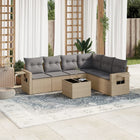 7-Delige Loungeset Met Kussens Poly Rattan Beige