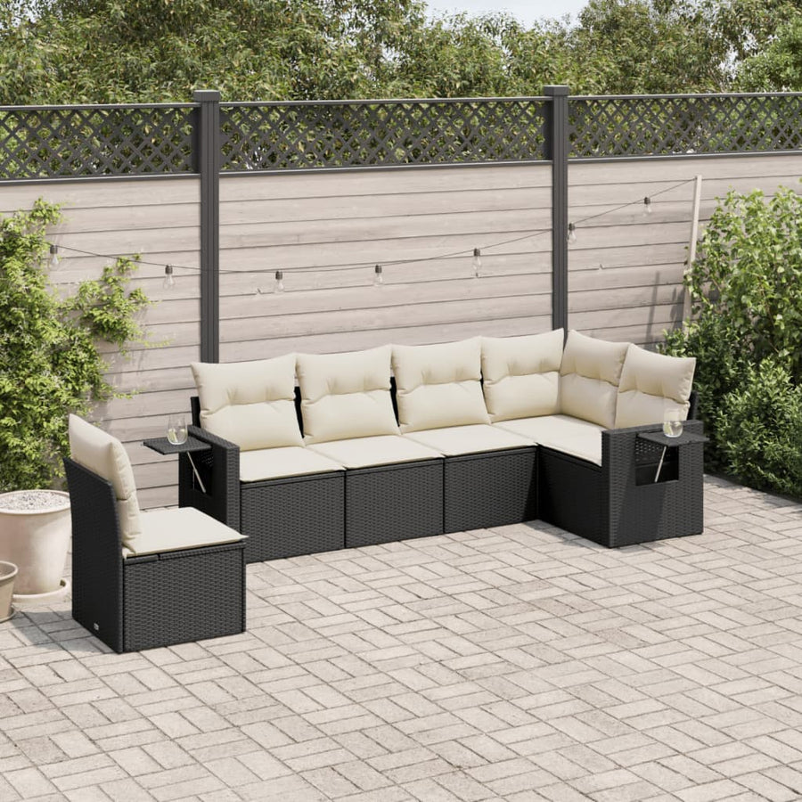 6-Delige Loungeset Met Kussens Poly Rattan Zwart