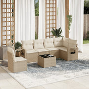 Loungeset 7-delig poly rattan beige