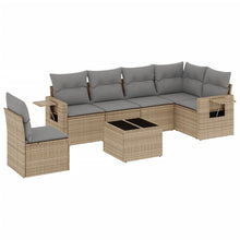 7-Delige Loungeset Met Kussens Poly Rattan Beige