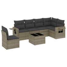 7-Delige Loungeset Met Kussens Poly Rattan Grijs