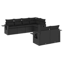 7-Delige Loungeset Met Kussens Poly Rattan Zwart