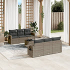 7-Delige Loungeset Met Kussens Poly Rattan Grijs