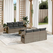 Loungeset 7-delig poly rattan grijs