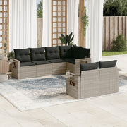 Loungeset 7-delig poly rattan lichtgrijs