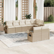 Loungeset 8-delig poly rattan beige