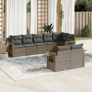 Loungeset 8-delig poly rattan grijs