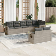 Loungeset 8-delig poly rattan lichtgrijs