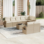 Loungeset 9-delig poly rattan beige