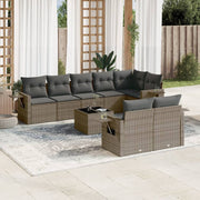 Loungeset 9-delig poly rattan grijs