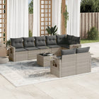 Loungeset 9-delig poly rattan lichtgrijs