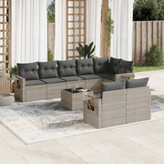 Loungeset 9-delig poly rattan lichtgrijs