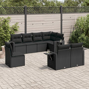 Loungeset 8-delig poly rattan zwart