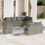 Loungeset 8-delig poly rattan grijs