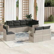 Loungeset 8-delig poly rattan lichtgrijs