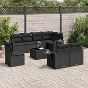 Loungeset 9-delig poly rattan zwart