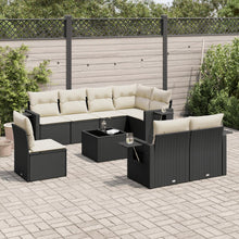 9-Delige Loungeset Met Kussens Poly Rattan Zwart