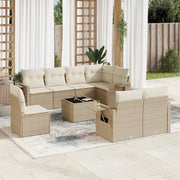 Loungeset 9-delig poly rattan beige