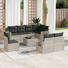 9-piece Lounge Set with Cushions Poly Rattan Light Grey